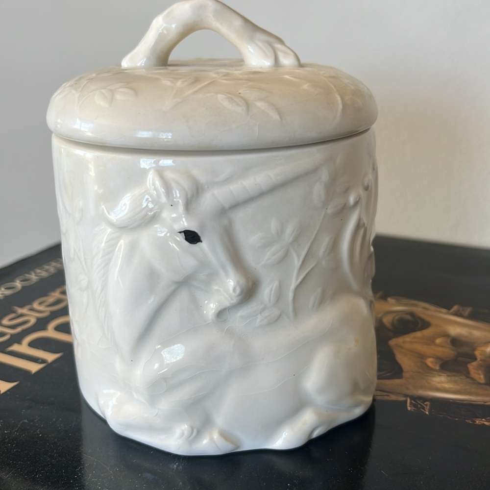 Vintage 🦄 unicorn jar container Made in Japan Takahashi San Fran white